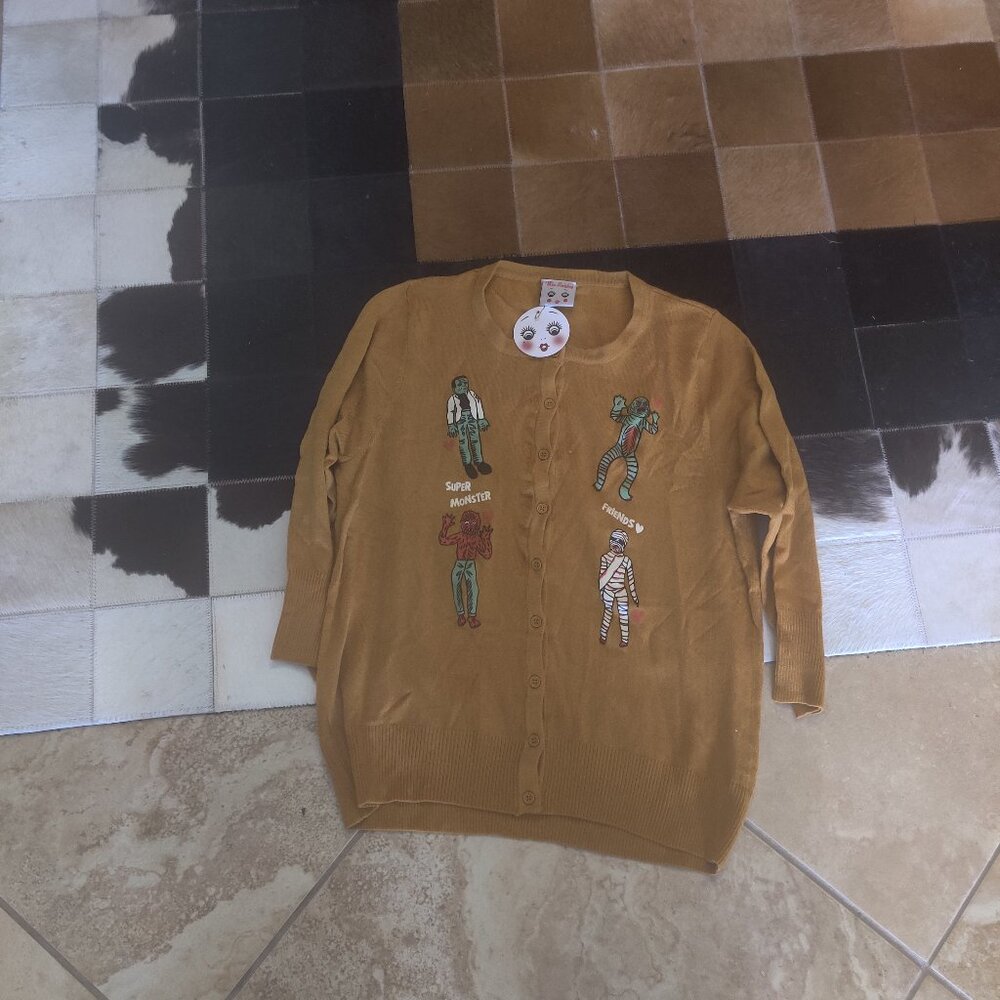 Unique Vintage Miss Ladybug Monster cardigan 3xl New (fits 1x-2x)